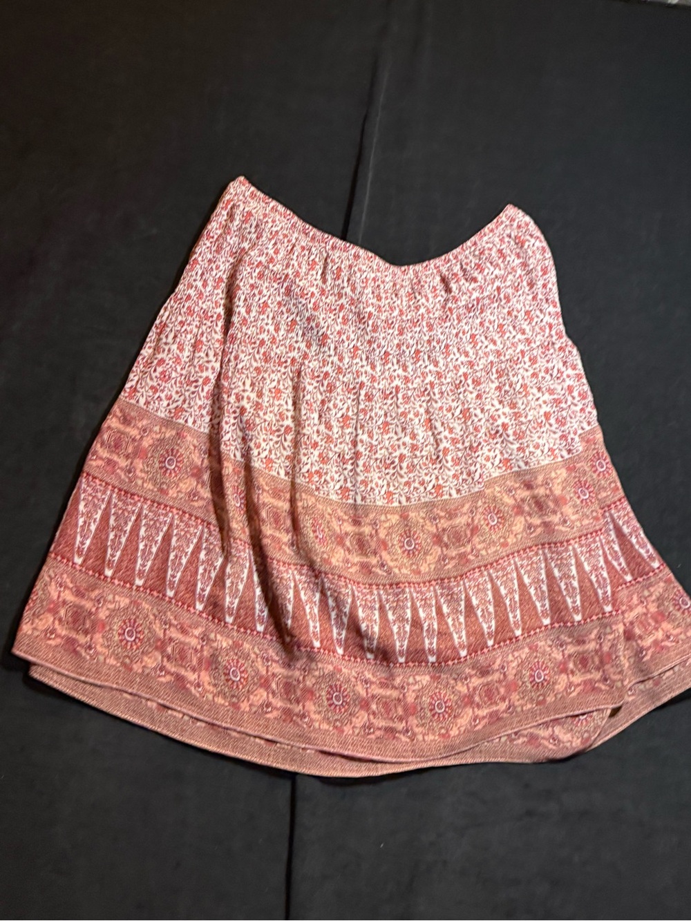 Max Studio Pink Floral Border-Print Skater Skirt